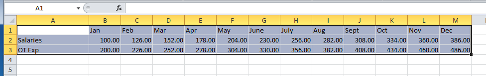Excel Spreadsheet 1